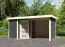 Gartenhaus SET terragrau mit Anbaudach 2,4 m Breite, Seiten- und Rückwand, Grundfläche: 4,45m²