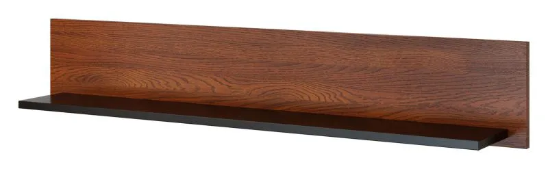 Hängeregal, Wandregal, Bücherregal - 122 cm breit, Farbe: Walnuss / Schwarz Abbildung