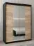 Schiebetürenschrank / Kleiderschrank Bisaurin 3B mit Spiegel, Farbe: Schwarz / Eiche Sonoma - Abmessungen: 200 x 150 x 62 cm ( H x B x T)