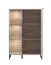 Kommode / Highboard mit einer Tür Zitiste 06, Farbe: Eiche Grau / Kaschmir, sechs Fächer, ABS-Kanten, Maße: 131 x 86,5 x 40 cm, Beine & Griffe: Metall