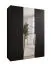 Drehtürenschrank / Kleiderschrank | Farbe: Schwarz | 1 Spiegeltür | Griffe: Kaschmir | 2 Fächer | Soft-Close | 2 Kleiderstangen | Maße: 150 x 52 x 202 cm | ABS
