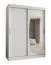 Kleiderschrank mit einer Spiegeltür Musala 10, Farbe: Weiß, 1,5 Meter breit, Aluminiumschienen, fünf Fächer, Schiebetürenschrank, zwei Kleiderstangen