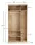 Falttür / Kleiderschrank | Farbe: Weiß | 2 Türen | Griffe: Gold | inkl. LED-Beleuchtung mit Bewegungssenor | 127 x 60 x 240 cm | 4 Fächer | Griffe: Metall