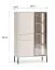 Vitrine | Kaschmir | Metallfüße | 1 Schublade | gehärtetes Graphitglas | inkl. LED-Beleuchtung | 7 Fächer | Push-to-open Funktion | 92 x 40 x 150 cm
