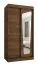 Schiebetürenschrank / Kleiderschrank | Farbe: Walnuss | fünf Fächer | eine Spiegeltür | 1 Meter breit | zwei Kleiderstangen | Aluminiumschienen
