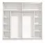 Kleiderschrank Bogati 03, Schwebetürenschrank, Farbe: Weiß / Weiß Hochglanz, zwei Spiegeltüren, zwei Kleiderstangen, Maße: 210 x 217 x 62,5 cm