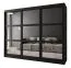 Kleiderschrank / Schiebetürenschrank mit Spiegel Elbrus 12, Schwarz Matt, Maße: 200 x 250 x 62 cm, 9 Holzeinlegeböden, 2 Kleiderstangen