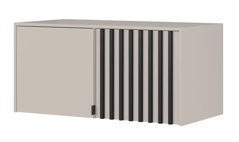 Aufsatz für Kleiderschrank Leeds 29 & 30, in Kaschmir, 50 x 105 x 51 cm, mit 2 Türen und 2 Fächern, schwarze Lamellen