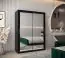 Schiebetürenschrank / Kleiderschrank Bisaurin 3D mit Spiegel, Farbe: Schwarz - Abmessungen: 200 x 150 x 62 cm ( H x B x T)