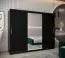 Schiebetürenschrank / Kleiderschrank Bisaurin 6B mit Spiegel, Farbe: Schwarz - Abmessungen: 200 x 250 x 62 cm ( H x B x T)
