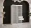 Kleiderschrank im modernen Design Hochfeiler 51, Farbe: Weiß / Weißer Marmor - Abmessungen: 200 x 100 x 62 cm (H x B x T), mit fünf Fächern und einen Spiegel