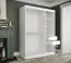 Eleganter Kleiderschrank Ätna 60, Farbe: Weiß matt / Weißer Marmor - Abmessungen: 200 x 150 x 62 cm (H x B x T), mit Spiegel