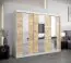 Schiebetürenschrank / Kleiderschrank Polos 06 mit Spiegel, Farbe: Weiß matt / Eiche Sonoma - Abmessungen: 200 x 250 x 62 cm (H x B x T)