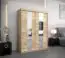 Schiebetürenschrank / Kleiderschrank Polos 03 mit Spiegel, Farbe: Eiche Sonoma - Abmessungen: 200 x 150 x 62 cm (H x B x T)