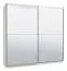 Kleiderschrank Bogati 03, Schwebetürenschrank, Farbe: Weiß / Weiß Hochglanz, zwei Spiegeltüren, zwei Kleiderstangen, Maße: 210 x 217 x 62,5 cm