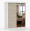 Schiebetürenschrank / Kleiderschrank mit Spiegel | 200 x 150 x 61 cm | Sonoma Eiche / Weiß | Bucegi  22 | 2 Türen | Griffe: Aluminium | 6 Fächer