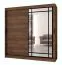 Kleiderschrank | Farbe: Farbe: Walnuss Warmia | 10 Fächer | 200 x 62 x 200 cm | 2 Kleiderstangen | dekorative Spiegeltür | Schiebetürenschrank | hochwertig Verarbeitet