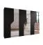 Drehtürenschrank | 3 Spiegeltüren | Farbe: Schwarz | 3 Fächer | 3 Kleiderstangen | Soft-Close-Funktion | Griffe: Gold | Maße: 300 x 52 x 202 cm | Kleiderschrank | ABS-Kanten