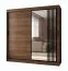 Kleiderschrank / Schiebetürenschrank | dekorative Spiegeltür | Farbe: Walnuss Warmia | 10 Fächer | 2 Kleiderstangen | 200 x 62 x 200 cm | für Schlafzimmer