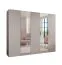 Kleiderschrank | 2 Spiegeltüren | Farbe: Kaschmir | 2,5 Meter breit | 3 Fächer | Griffe: Gold | 3 Kleiderstangen | Maße: 250 x 52 x 202 cm | Soft-Close