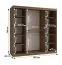 Kleiderschrank | 1 Spiegeltür | Farbe: Walnuss Warmia | hochwertig Verarbeitet | 180 x 62 x 200 cm | Schiebetürenschrank | 10 Fächer | 2 Kleiderstangen