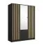 Kleiderschrank / Drehtürenschrank | Lamellen | Metallgriffe | mit Spiegel | 150,8 x 54,5 x 200,5 cm | 10 Fächer | 1 Kleiderstange | 2 Schubladen | Iraklio 04