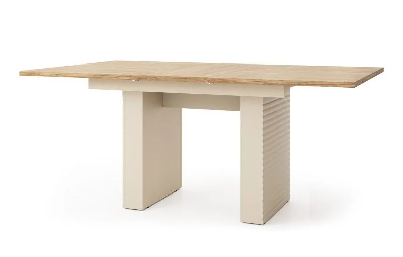 Esstisch | ABS-Kantenschutz | 75,3 x 90 x 140 - 185 cm | eckig | ausziehbar | ABS-Kantenschutz | Farbe: Eiche / Kaschmir | Tamino 06 | Beine: Kaschmir