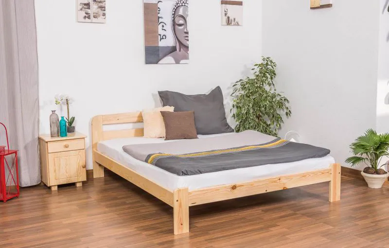 Massivholzbett Kiefer 160 x 200 cm Natur mit Lattenrost Abbildung