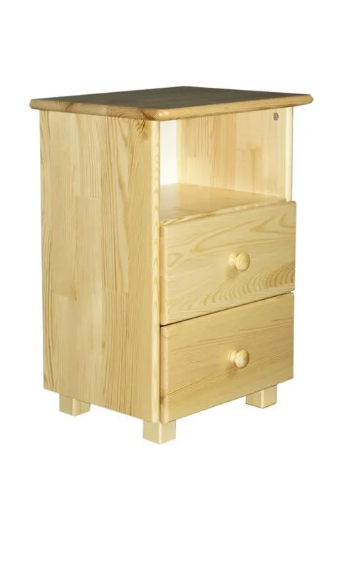 Nachtkommode Natur 60x43x33 (HxBxT) Kiefer, 2 Schublade(n) Abbildung