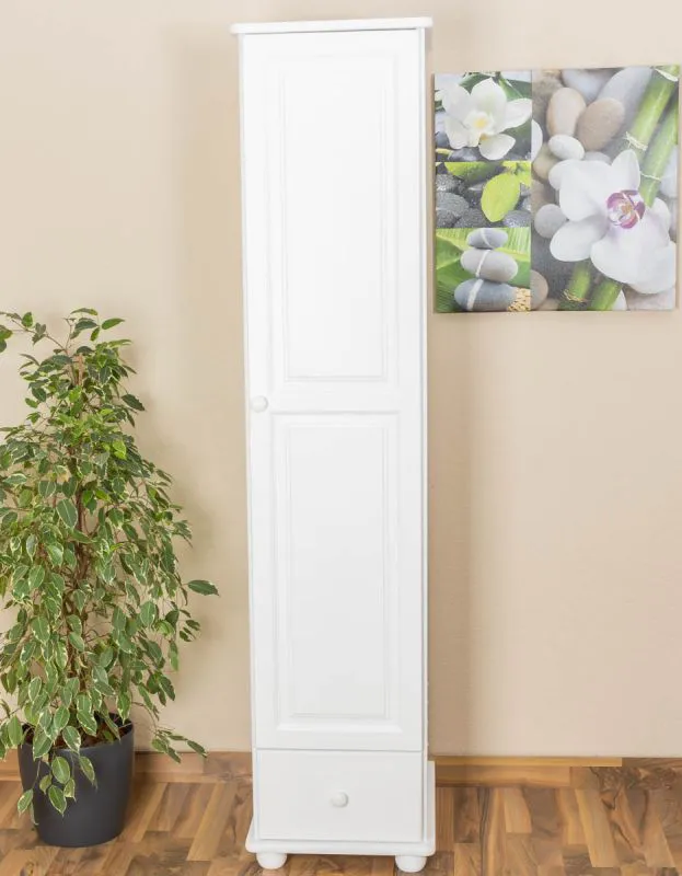 Kleiderschrank Kiefer Vollholz massiv weiß Junco 17 - Abmessung 195 x 45 x 59 cm