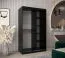 Schiebetürenschrank / Kleiderschrank Jan 02B mit Spiegel, Farbe: Schwarz / Eiche Sonoma - Abmessungen: 200 x 120 x 62 cm ( H x B x T)