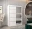 Schiebetürenschrank / Kleiderschrank Jan 03B mit Spiegel, Farbe: Weiß matt - Abmessungen: 200 x 150 x 62 cm ( H x B x T)