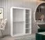 Schiebetürenschrank / Kleiderschrank Jan 03B mit Spiegel, Farbe: Weiß matt / Schwarz - Abmessungen: 200 x 150 x 62 cm ( H x B x T)