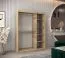 Schiebetürenschrank / Kleiderschrank Naranco 03 mit Spiegel, Farbe: Eiche Sonoma / Weiß matt - Abmessungen: 200 x 150 x 62 cm ( H x B x T)