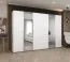 Kleiderschrank / Drehtürenschrank mit zwei Spiegeltüren Eiger 103, Farbe: Weiß, vier Kleiderstangen, 3 Meter breit, Griffe: Kaschmir, Soft-Close-Funktion, vier Fächer