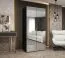 Kleiderschrank mit einen Fach Korab 117, Farbe: Schwarz, 1 Meter breit, eine Kleiderstange, zwei Spiegeltüren, Griffe: Kaschmir, Soft-Close-Funktion