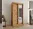 Schiebetürenschrank mit einer Spiegeltür Musala 01, Farbe: Eiche Artisan, 1 Meter breit, fünf Fächer, zwei Kleiderstangen, Aluminiumschienen, Kleiderschrank