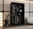 Kleiderschrank / Schiebetürenschrank Lagginhorn 07, Farbe: Schwarz, eine Spiegeltür, 1,2 Meter breit, fünf Fächer, Aluminiumschienen, zwei Kleiderstangen