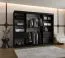 Kleiderschrank / Schiebetürenschrank Lagginhorn 23, Farbe: Schwarz, eine Spiegeltür, 2,5 Meter breit, 10 Fächer, Aluminiumschienen, zwei Kleiderstangen