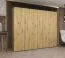 Drehtürenschrank mit drei Kleiderstangen Eiger 35, Farbe: Eiche Artisan, 2,5 Meter breit, Kleiderschrank, Griffe: Kaschmir, drei Fächer, fünf Türen, Soft-Close