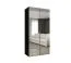 Kleiderschrank mit zwei Spiegeltüren Eiger 118, Farbe: Schwarz, eine Kleiderstange, ein Fach, 1 Meter breit, Soft-Close-Funktion, Griffe: Gold