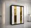 Kleiderschrank mit Marmor Optik Hochfeiler 10, Farbe: Schwarz / Weißer Marmor - Abmessungen: 200 x 150 x 62 cm (H x B x T), mit fünf Fächern und zwei Spiegel