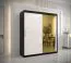 Kleiderschrank mit genügend Stauraum Hochfeiler 62, Farbe: Schwarz / Weißer Marmor - Abmessungen: 200 x 180 x 62 cm (H x B x T), mit einen Spiegel