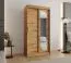 Schiebetürenschrank mit einer Spiegeltür Signalkuppe 01, Farbe: Eiche Artisan, 1 Meter breit, fünf Fächer, zwei Kleiderstangen, für Schlafzimmer