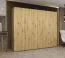 Kleiderschrank mit drei Kleiderstangen Korab 35, 2,5 Meter breit, drei Fächer, fünf Türen, Farbe: Eiche Artisan, Soft-Close-Funktion, Griffe: Kaschmir