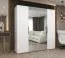 Kleiderschrank / Drehtürenschrank Korab 80, Farbe: Weiß, zwei Spiegeltüren, zwei Kleiderstangen, 2 Meter breit, Griffe: Schwarz, zwei Fächer, Soft-Close-Funktion