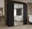 Kleiderschrank mit zwei Kleiderstangen Korab 84, Farbe: Schwarz, Soft-Close-Funktion, Griffe: Kaschmir, 2 Meter breit, zwei Fächer, Drehtürenschrank