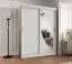 Kleiderschrank Jorasses 10, Farbe: Weiß, eine Spiegeltür, 1,5 Meter breit, Schiebetürenschrank, Aluminiumschienen, fünf Fächer, zwei Kleiderstangen
