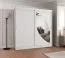 Kleiderschrank Jorasses 18, Farbe: Weiß, eine Spiegeltür, 2 Meter breit, Schiebetürenschrank, Aluminiumschienen, 10 Fächer, zwei Kleiderstangen