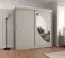 Kleiderschrank / Schiebetürenschrank Jorasses 20, Farbe: Kaschmir, Aluminiumschienen, 10 Fächer, 2 Meter breit, eine Spiegeltür, zwei Kleiderstangen